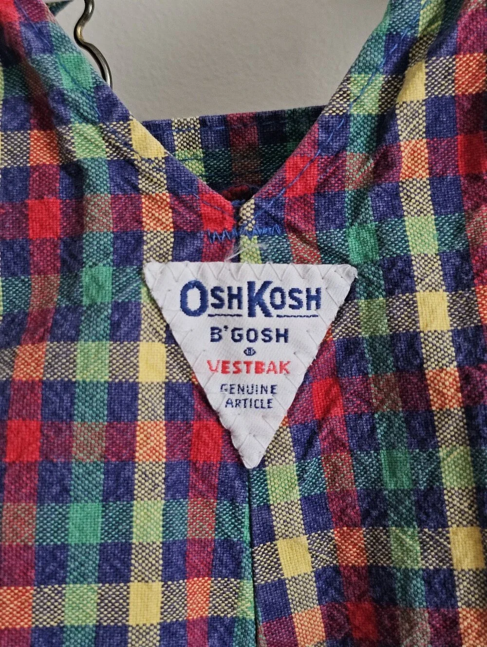 Vintage 80s/90s OshKosh B’Gosh Vestbak Plaid Overalls Toddler 18M Made In USA